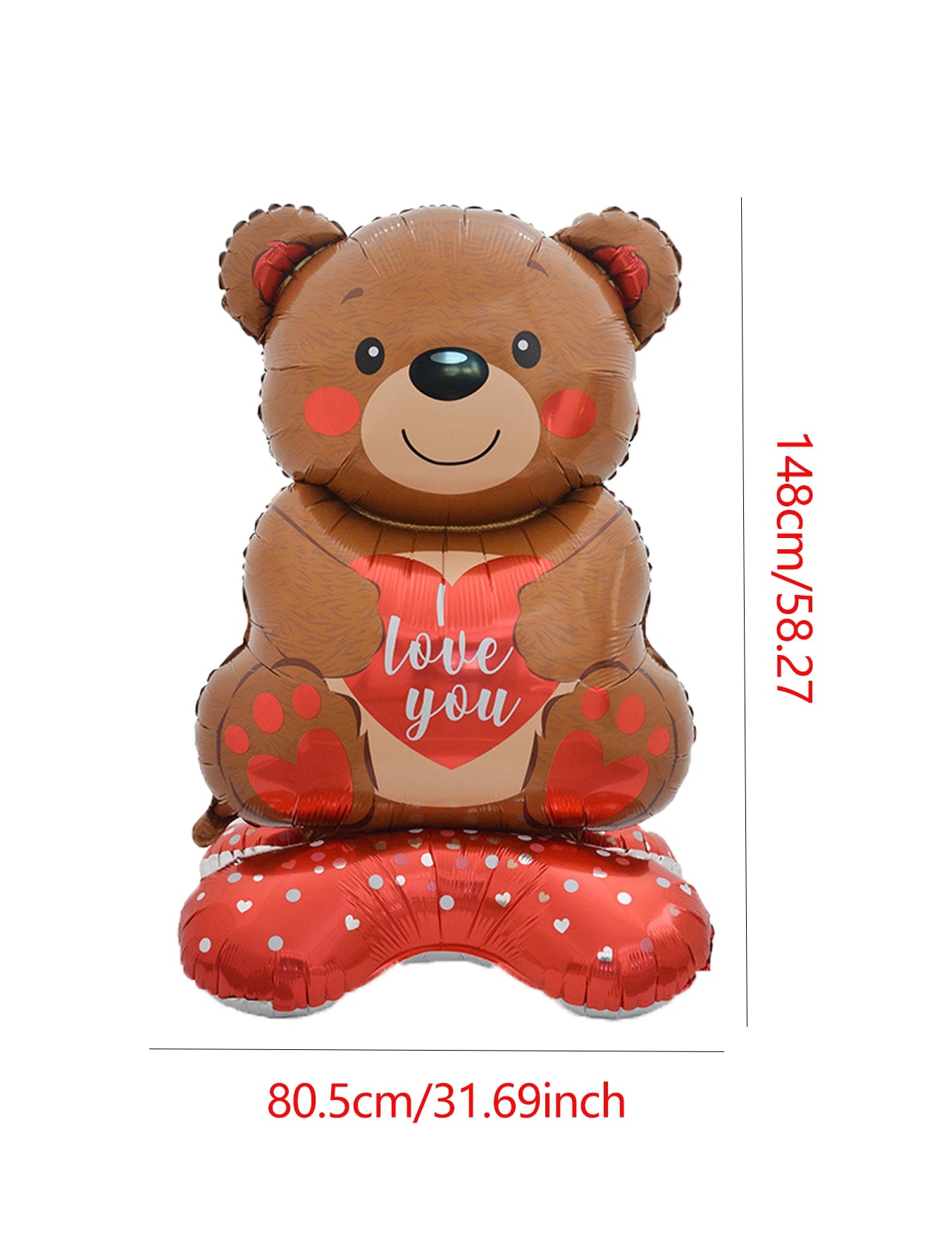Happy Valentine’s Day Heart Balloon Stand Set – Love Bear & Heart-to-Heart Balloons Wedding Party Decoration