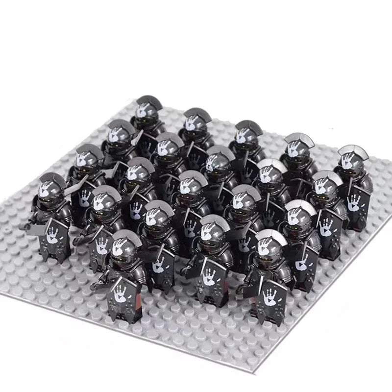 21PCS Medieval Fantasy Warrior Figures – Dwarf, Elf, Knight & Orc Building Brick Toys