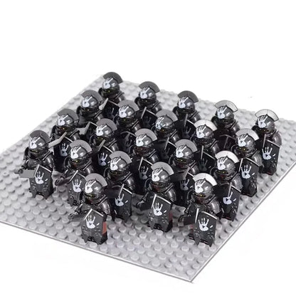 21PCS Medieval Fantasy Warrior Figures – Dwarf, Elf, Knight & Orc Building Brick Toys