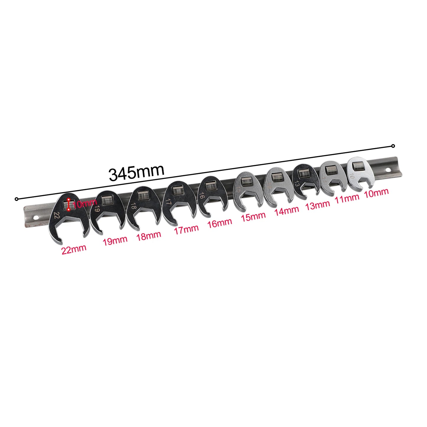 10pcs 3/8" Drive Crowfoot Wrench Set — 10-22mm Metric Open-End Spanners for Torque Wrench