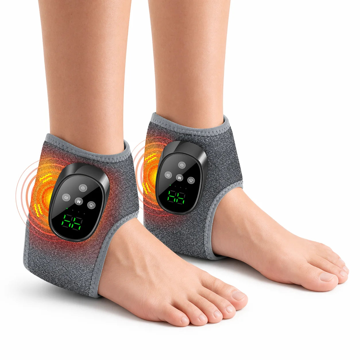 Electric Heated Foot Massager - Cordless Vibration Ankle Wrap for Home & Office Relaxation