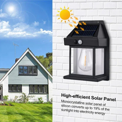 Solar Motion Sensor Wall Light - Waterproof Outdoor LED Garden Yard Lamp with 3 Lighting Modes