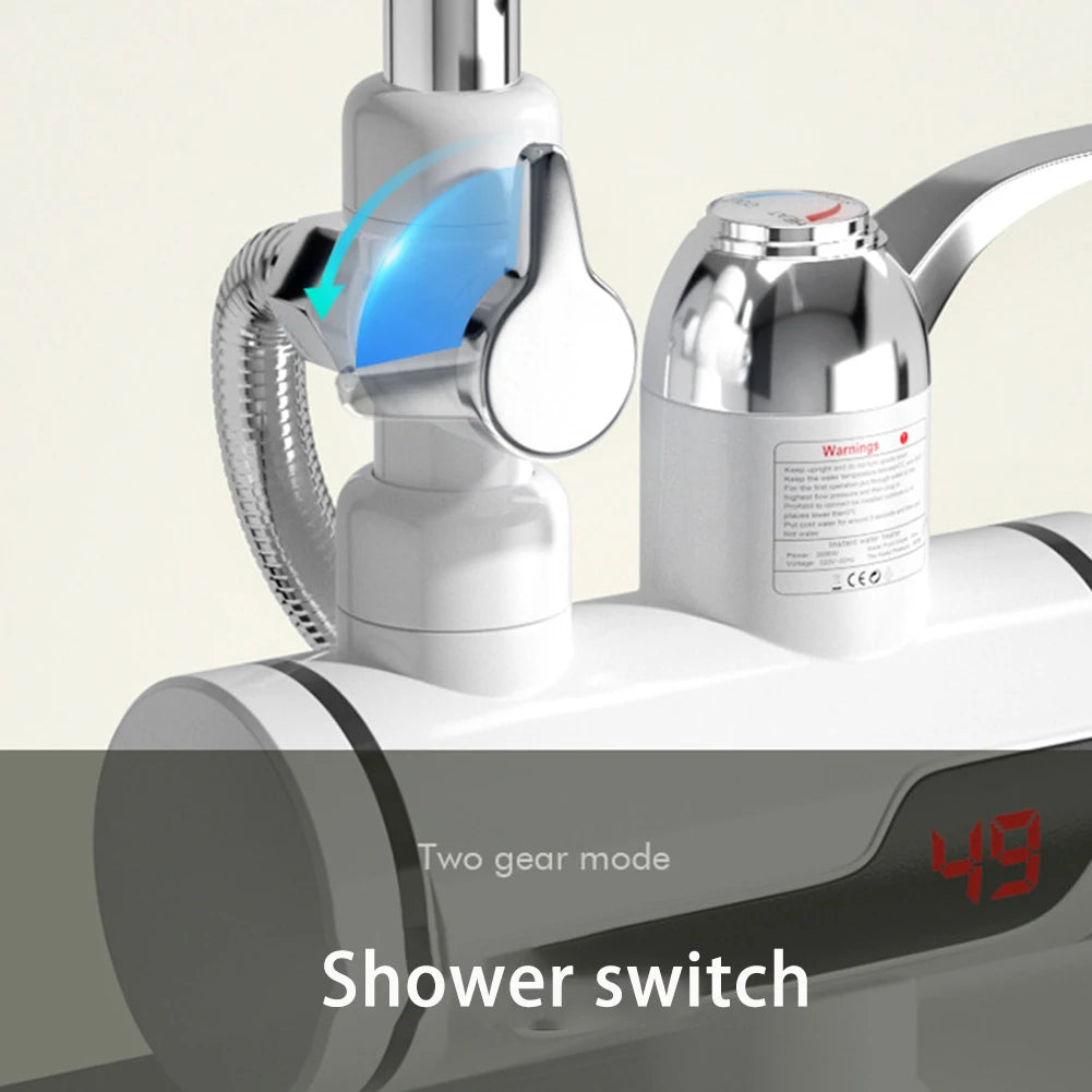 3000W Instant Electric Water Heater — EU Plug Digital Display Tankless Shower & Kitchen Faucet 220V