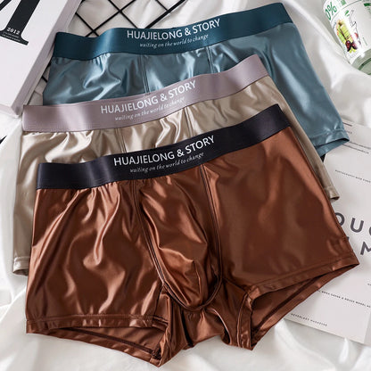 Men’s 3-Pack Ice Silk Satin Boxers, Luxury Smooth Breathable Mesh Crotch Underwear, Summer Cool Solid Fit Boxer Shorts