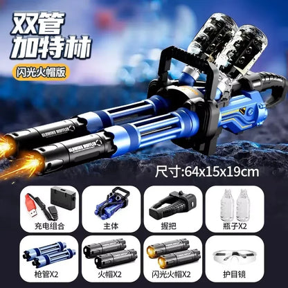 Jianfeng Gatling Soft Dart Blaster - Double Barrel Electric Rotary Launcher for Outdoor Shooting Games