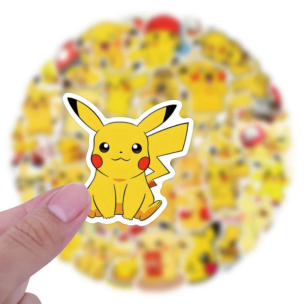 10/30/60-Piece Pokémon Pikachu Sticker Set - Cute Cartoon Vinyl Decals for Laptops, Notebooks, Skateboards, Bikes, and Suitcases