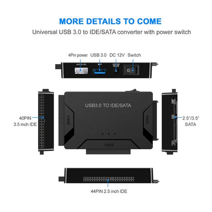 USB 3.0 to SATA IDE Adapter Cable – 3-in-1 Converter for 3.5/2.5 inch HDD/SSD, CD/DVD ROM, CD-RW