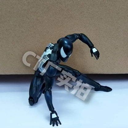 CT 1/12 The Amazing Spider-Man MAFEX 147 – S.H.Figuarts Spider-Man & Venom Symbiotic Black Suit Action Figures, 6" Model Toy