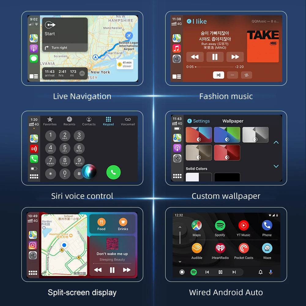 Carlinkit Wireless CarPlay Activator & Android Auto Wired USB Dongle AI Box with Bluetooth Charger & MirrorLink for Android Radio