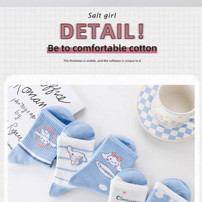 New Sanrio Cinnamoroll Cartoon Socks — Cute Unisex Mid-Calf Socks for Kids & Adults, Perfect for Autumn & Winter