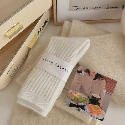 Winter Cashmere Wool Socks for Women – Warm Thicken Thermal Long Socks, Japanese Harajuku Style