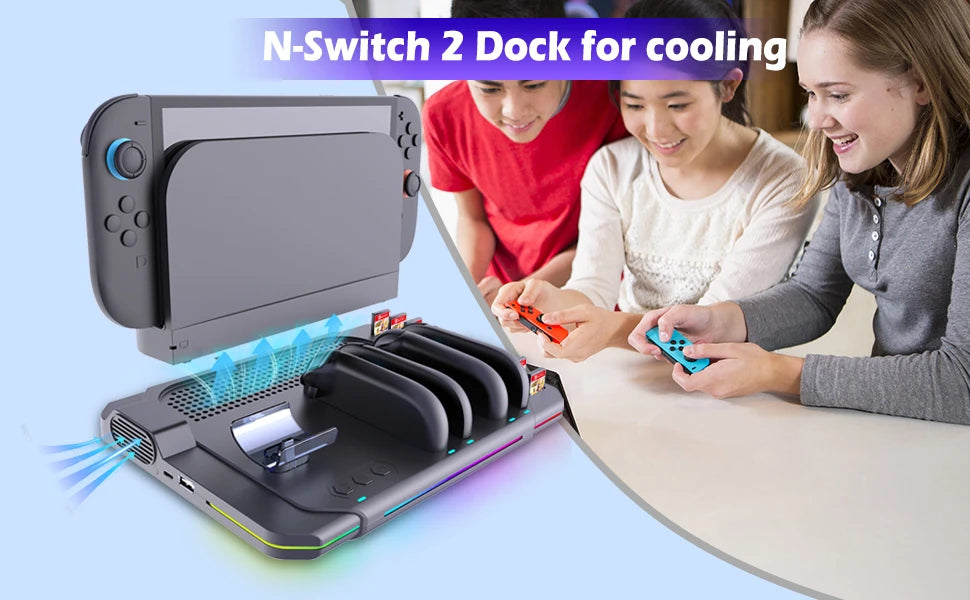 Multi-Functional Switch 2 Cooling & Charging Stand SW2139 – Fan, 10 Game Card Slots & 9 LED Light Effects