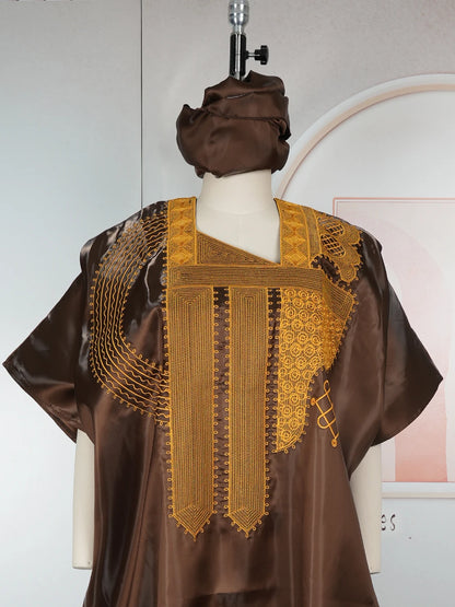 African Dresses for Women - Traditional Dashiki Ankara Embroidered Gown, Abaya & Kaftan Maxi Dress