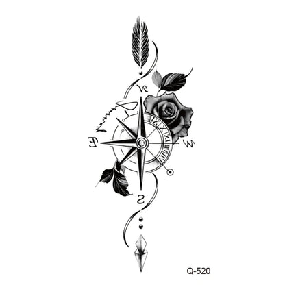 Waterproof Temporary Tattoo Stickers - Mini Black Rose, Butterfly, Arrow, Flower, Wings, Maori, and Snake Designs for Wrist and Neck