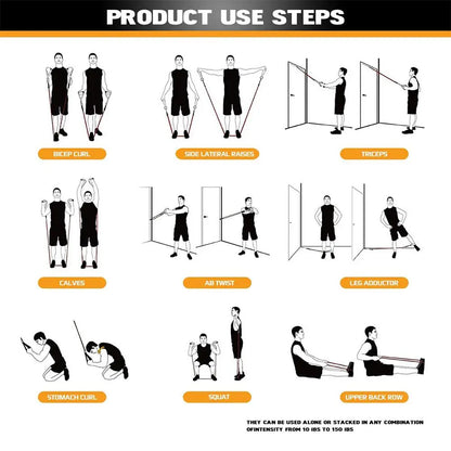 11Pcs Elastic Resistance Bands Set for Fitness, Bodybuilding & Home Gym Workouts