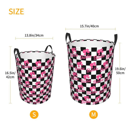 Custom Barbie Logo Laundry Basket – Collapsible Large Capacity Clothes Storage Bin, Disney Baby Hamper
