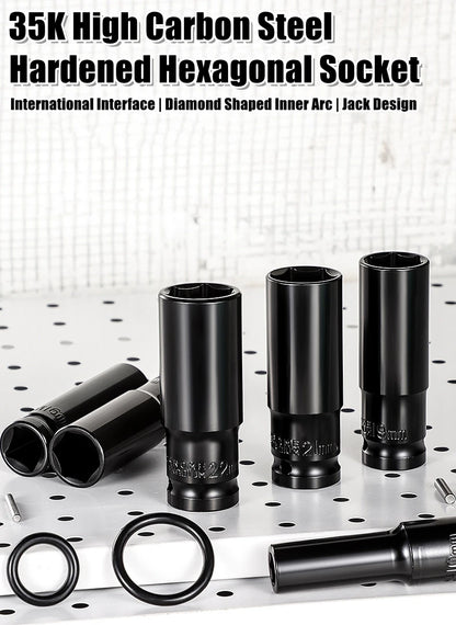 1/2" Drive Deep Impact Socket – Metric Wrench Socket for Pneumatic Tools, Tire Removal & Heavy-Duty Automotive Use
