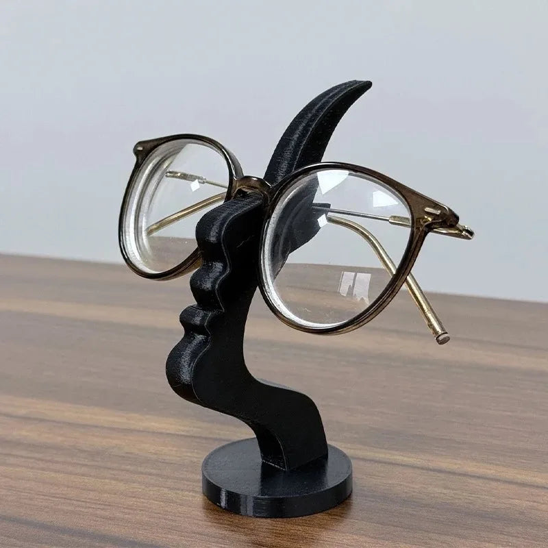 Minimalist 3D-Printed Face Eyeglass Holder – Modern Line Art Glasses Stand for Desk and Home Décor
