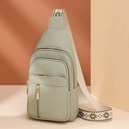 Fashionable Women’s Chest Bag – High-Quality PU Leather Waterproof Crossbody Messenger Bag for Travel & Cycling