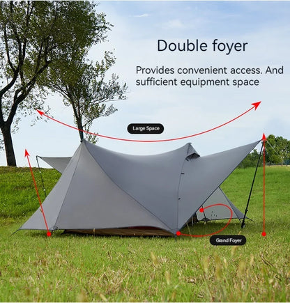 ASTA GEAR Yun Chuan 15D Nylon Ultralight Tent – Double-Sided Silicon-Coated, Rodless Pyramid Design for Camping & Hiking