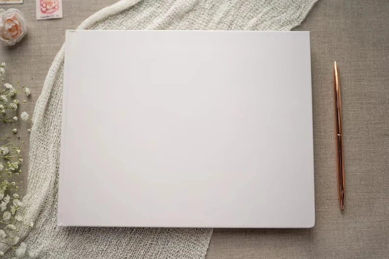 Personalized Wedding Guest Book - White/Black Elegant Keepsake, Photo Album & Signature Book for Messages