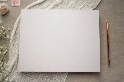 Personalized Wedding Guest Book - White/Black Elegant Keepsake, Photo Album & Signature Book for Messages