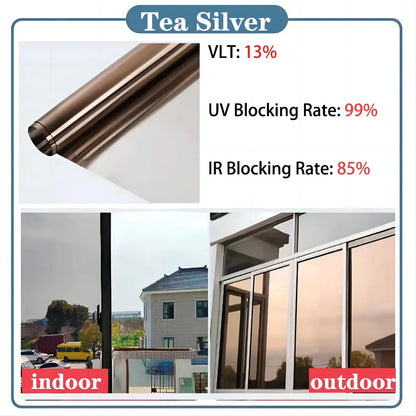 Solar Reflective Window Film - Insulation Privacy Glass Tint Sticker with 99% UV Protection for Home & Office Windows