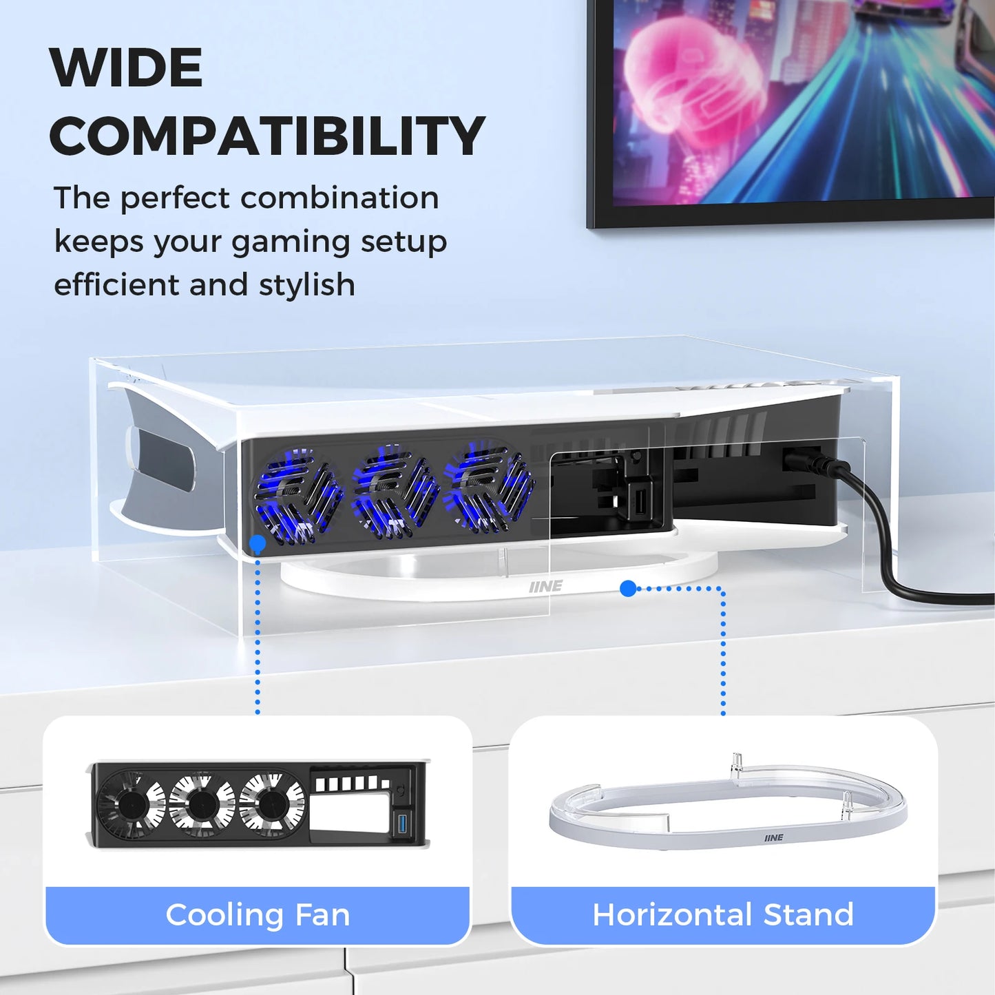 IINE Acrylic Dust Cover for PS5 Slim – Durable PC Dustproof Protective Case Compatible with Disc & Digital Console Models
