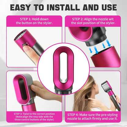 Hair Styler Nozzle for Dyson Airwrap HS01/HS05 – Multi Hair Curler & Smoothing Brush Accessory