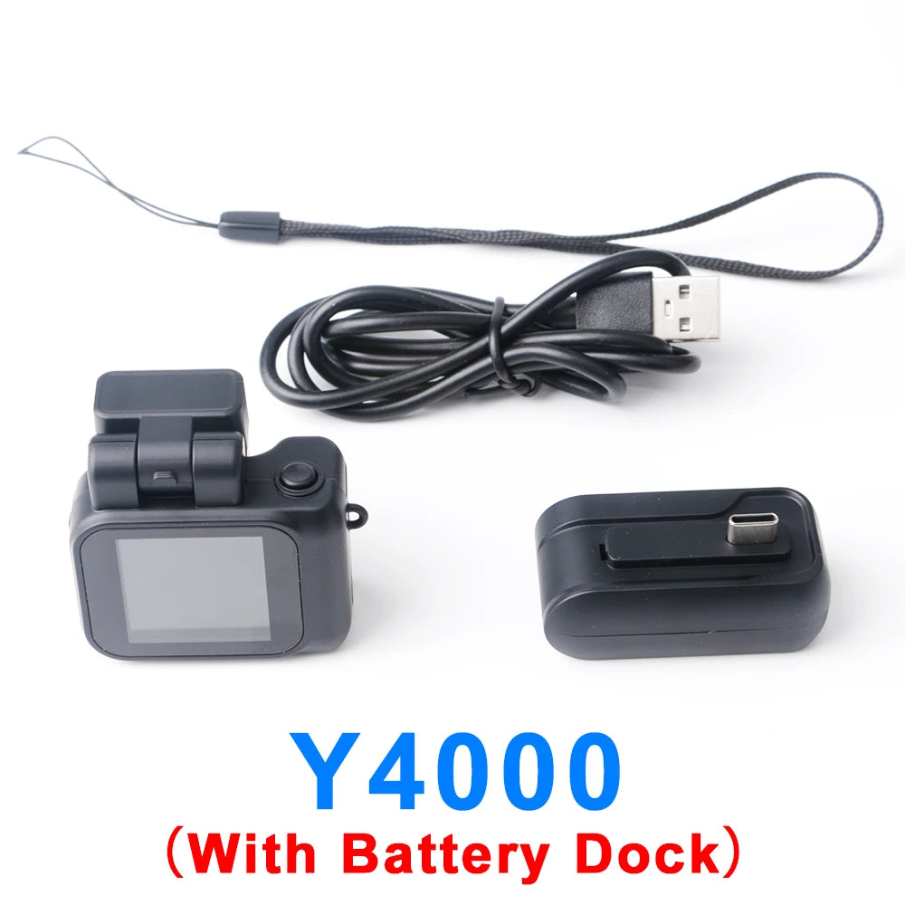 Y4000 Monoreflex Mini Camera 1080P Portable Video Recorder with Flash Lamp, Battery Dock & LCD Screen