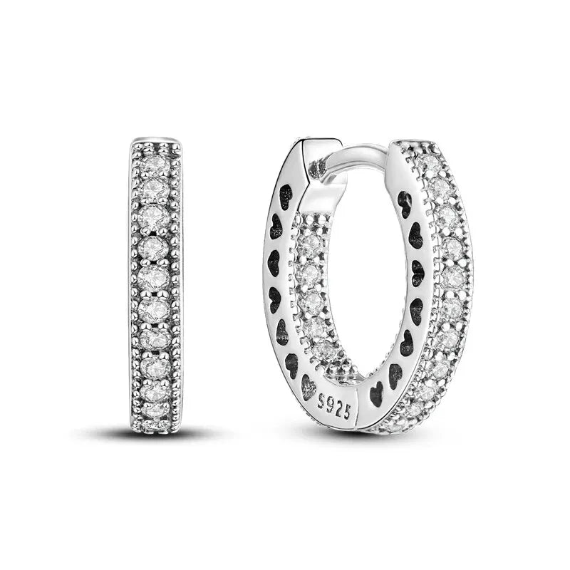 Sparkling Colorful Hoop Earrings – 925 Sterling Silver Hypoallergenic Jewelry with Zircon, Elegant Luxury Style for Women