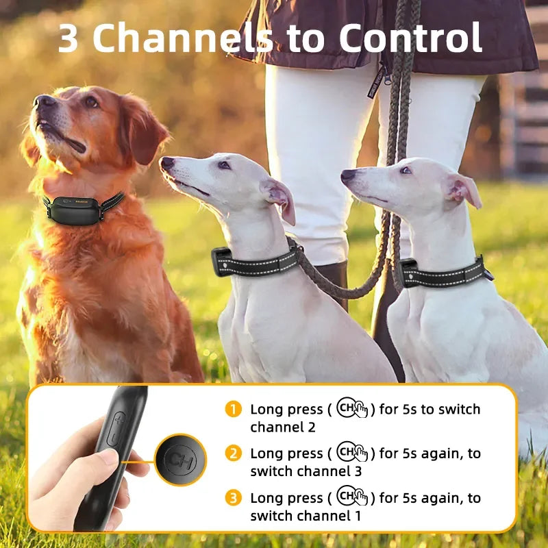 ROJECO Digital Rechargeable Electric Dog Training Collar - Remote Control, IPX7 Waterproof, and Vibrator Pet Bark Stop Shock Collar
