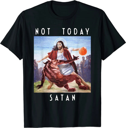Men's Jesus vs Satan Basketball T-Shirt - Cotton Short Sleeve Summer Graphic Tee
