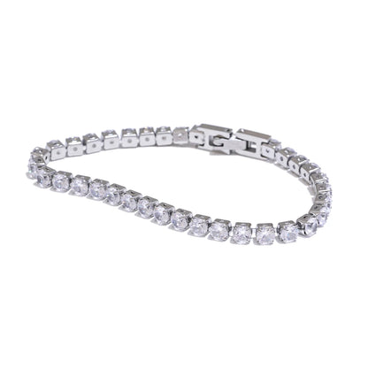 Yhpup 4mm Cubic Zirconia Chain Bracelet – Stainless Steel Shiny Bangle for Women, Premium Waterproof Fashion Jewelry