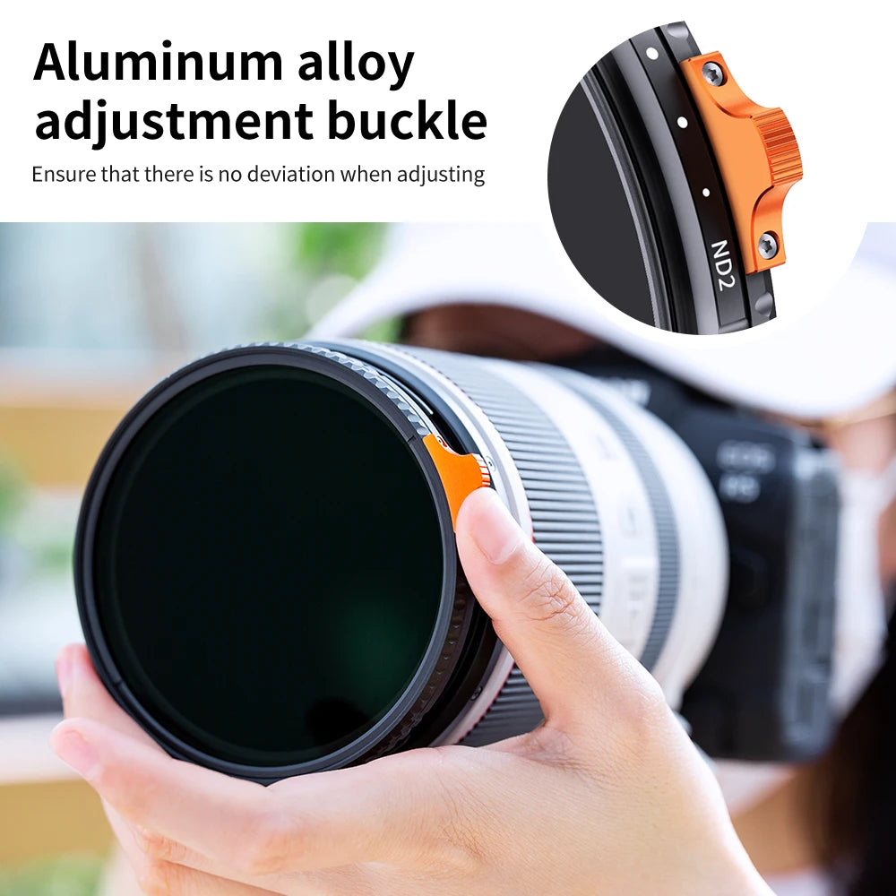 K&F Concept Variable ND Filter ND2–ND400 | HD Adjustable Neutral Density Lens Filter, 49mm–82mm