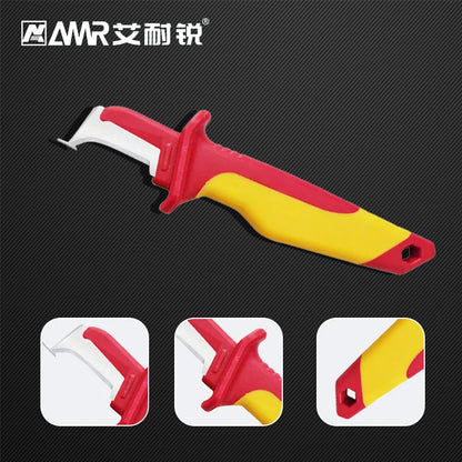 Electrician Insulated Cable Stripping Knife — Straight, Curved & Hook Fixed Blade Wire Stripper Hand Tool