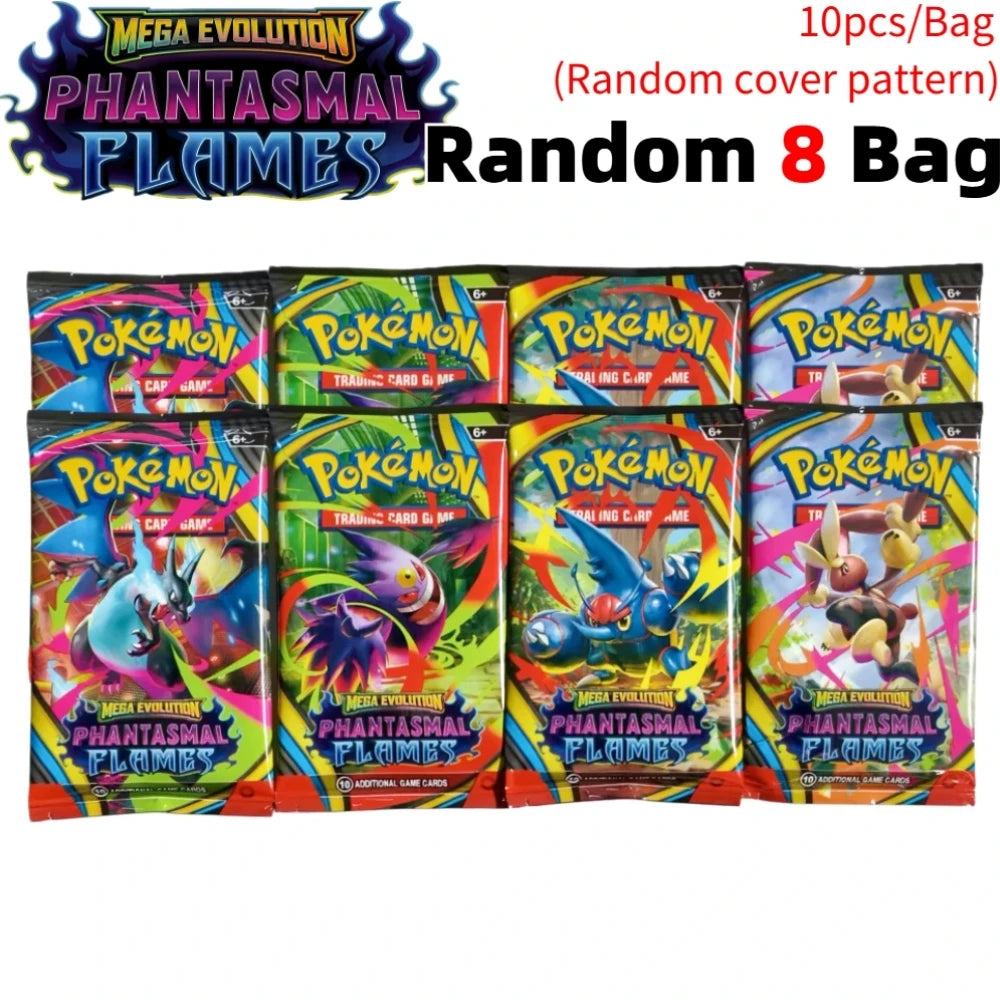 Pokémon Mega Evolution Phantasmal Flames TCG Cards – English 9+1 Booster Pack Trading Card Collection Set