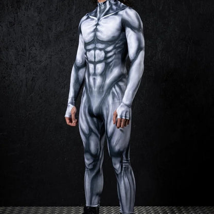 Mechanical Muscle Zentai Bodysuit — Men’s Halloween Punk Cosplay & Carnival Costume 2025