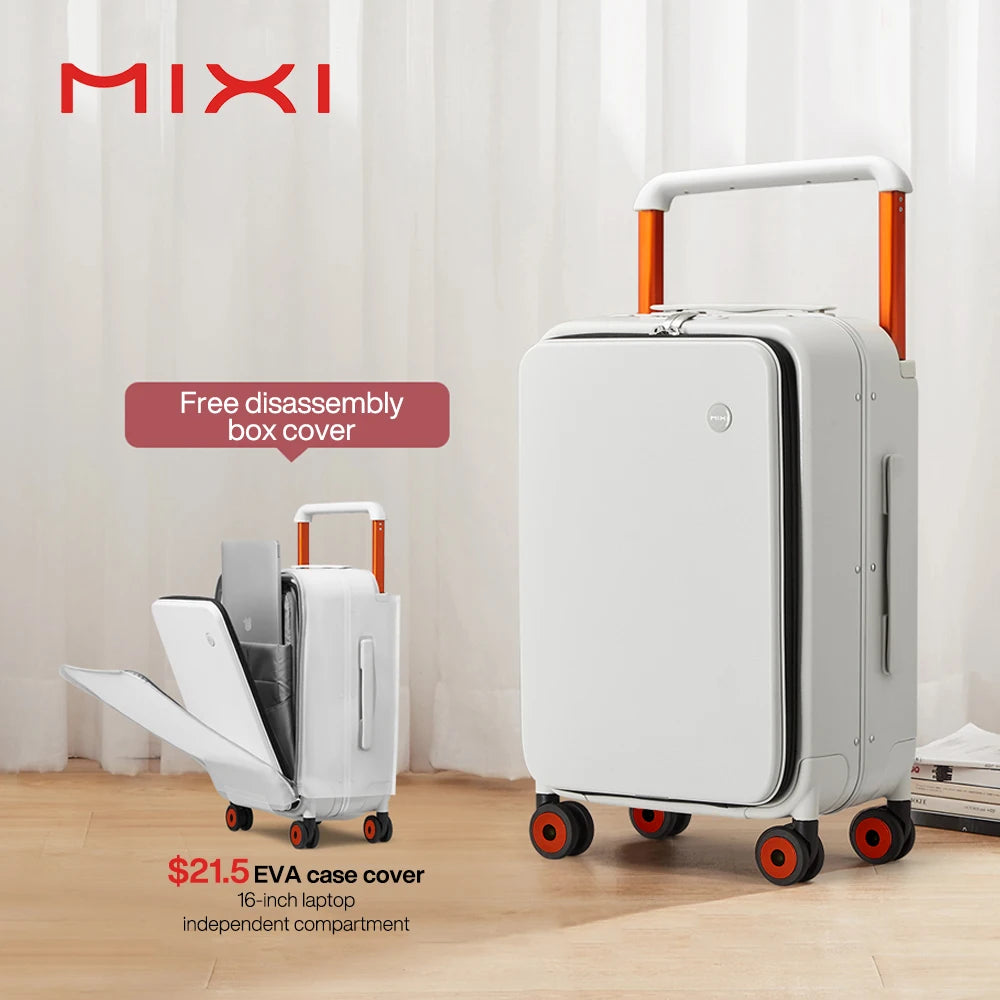 Mixi 20" Wide Handle Carry-On Suitcase — New Design Travel Trolley with Aluminum Frame, Unisex PC Luggage M9275