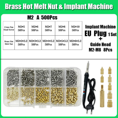 M2 M3 M4 Brass Insert Nuts for Bolt & Screw Implantation – Hot Melt Knurled Thread & Soldering Iron Tip for 3D Printer