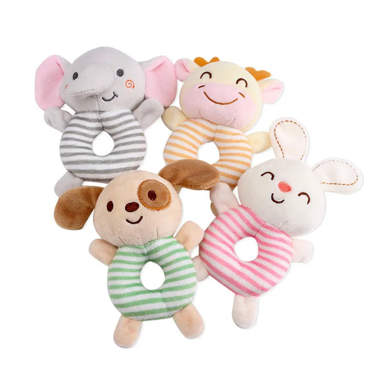 Newborn Baby Rattle Toy – Plush Cartoon Animal Hand Ring for Infants 0-24 Months, Toddler Early Educational Bed Toy
