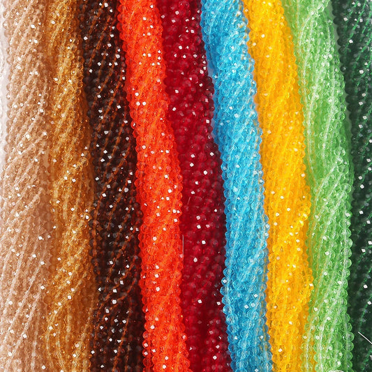 Austria Crystal Rondelle Beads - 2mm/4mm/6mm/8mm Faceted Glass Spacer Beads for DIY Jewelry & Bracelet Making