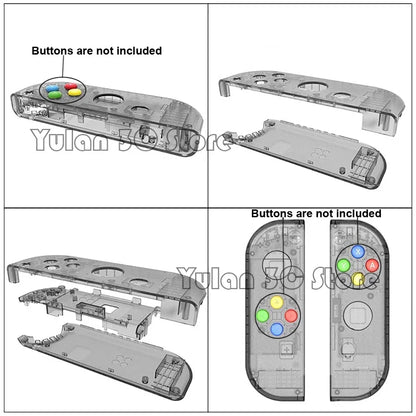 Nintendo Switch Transparent Replacement Housing Shell - DIY Console & Joy-Con Case for Left and Right Controllers