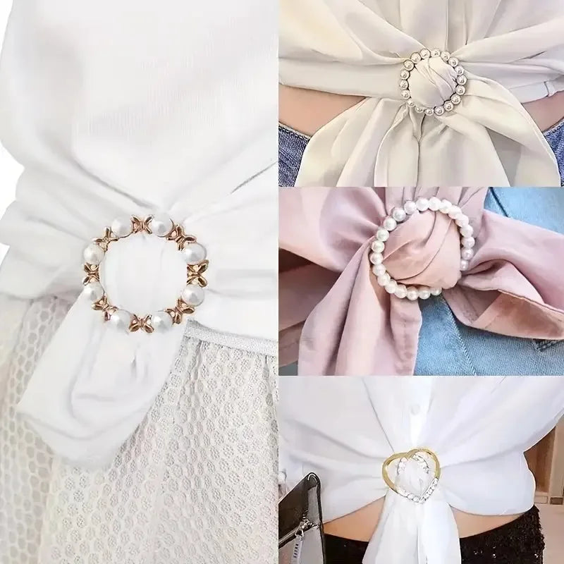 Elegant Alloy Brooch Pins with Pearls & Rhinestones – Minimalist Irregular Shapes, Fashion Accessory for Garments & Scarves