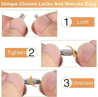 Metal Keychain Tag with Stainless Steel Wire Cable - Screw Lock Gadget Ring for Camping & Hardware