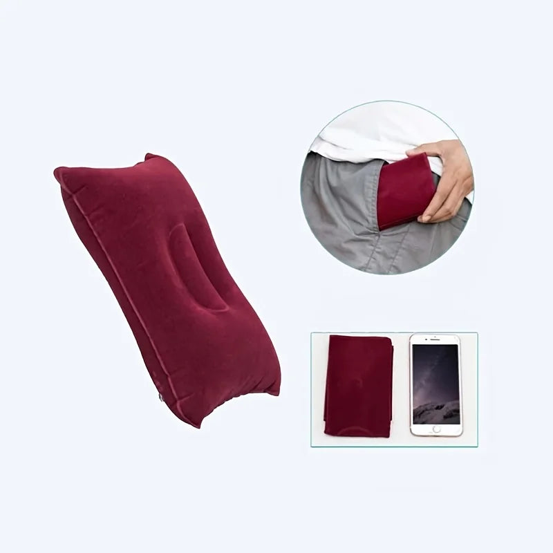 Inflatable Travel Pillow – Comfortable Neck & Lumbar Support Cushion for Office, Car, Camping, Hiking & Napping