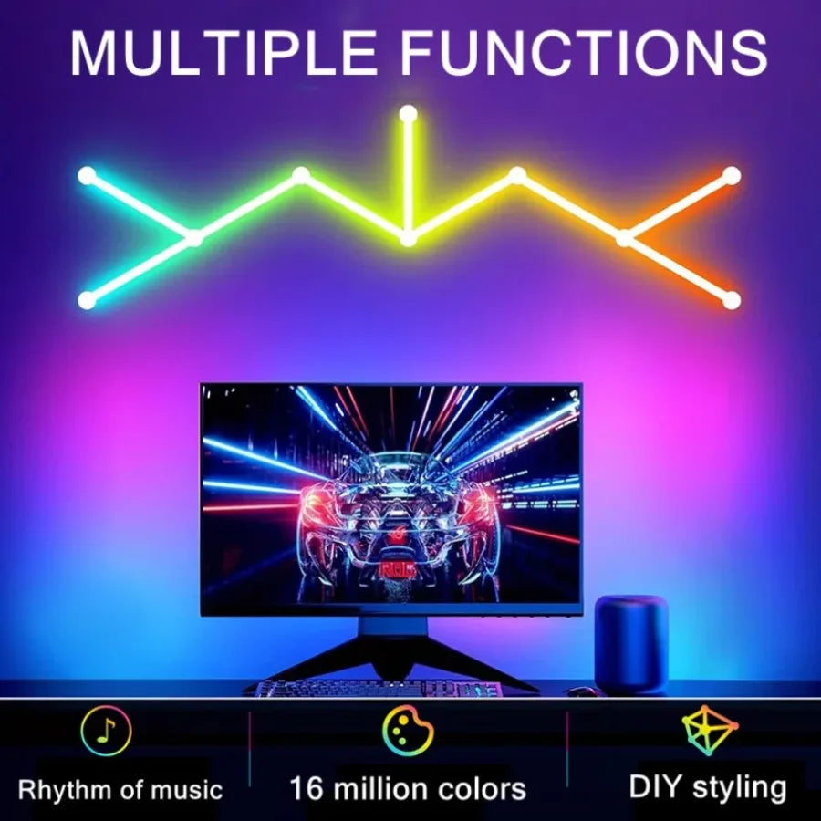 RGB Esports Neon Strip Light - USB Waterproof Flexible LED Ribbon Tape with Bluetooth Remote for Gaming Room & Home Decor