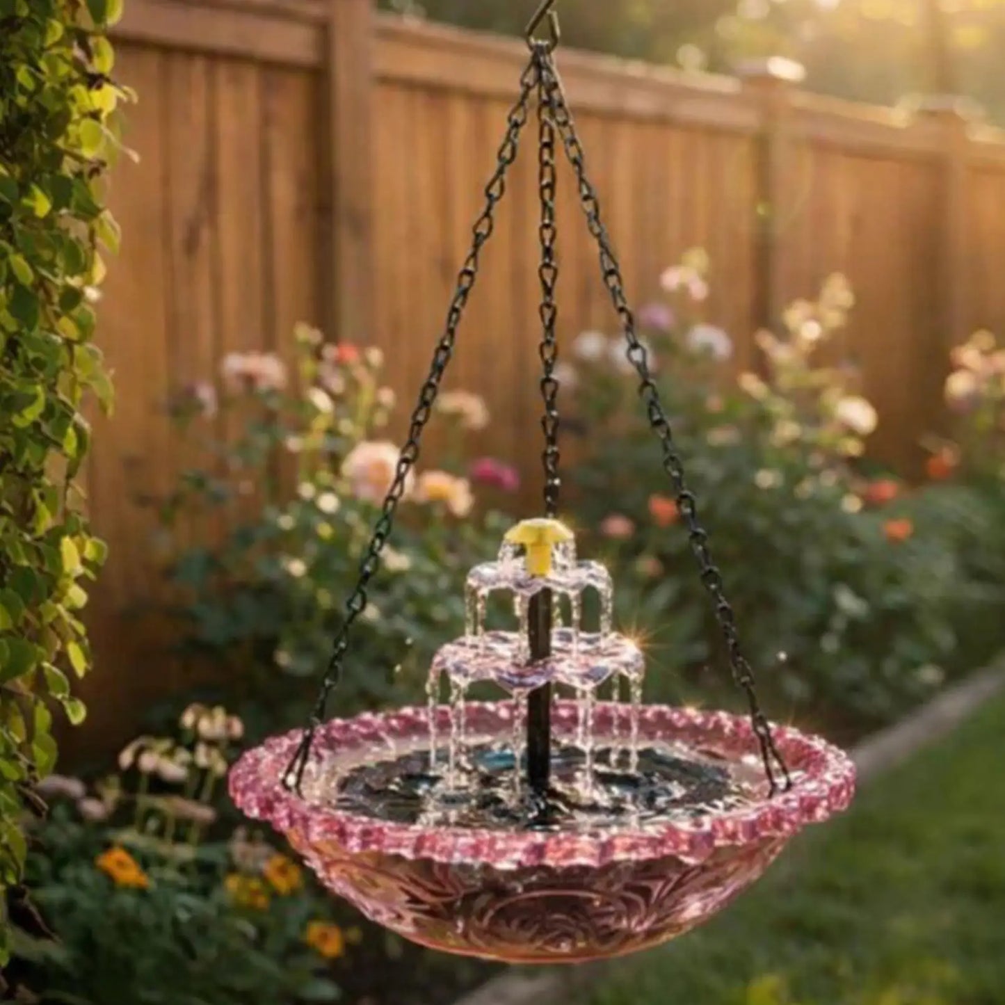 Solar Bird Bath Fountain - Floating Water Feature with Hummingbird Bathing Bowl for Garden, Patio & Backyard Decor