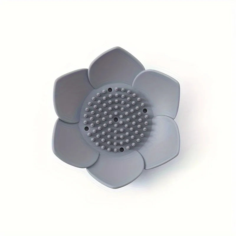 Lotus Design Soap Holder - Silicone Bathroom Soap Box with Drainage