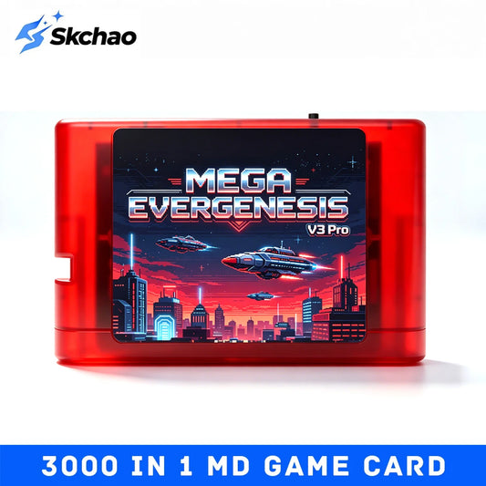 Mega EverDrive V3 Pro Game Cartridge - 3000-in-1 Flash Card for Sega Genesis Mega Drive with 4GB TF Card